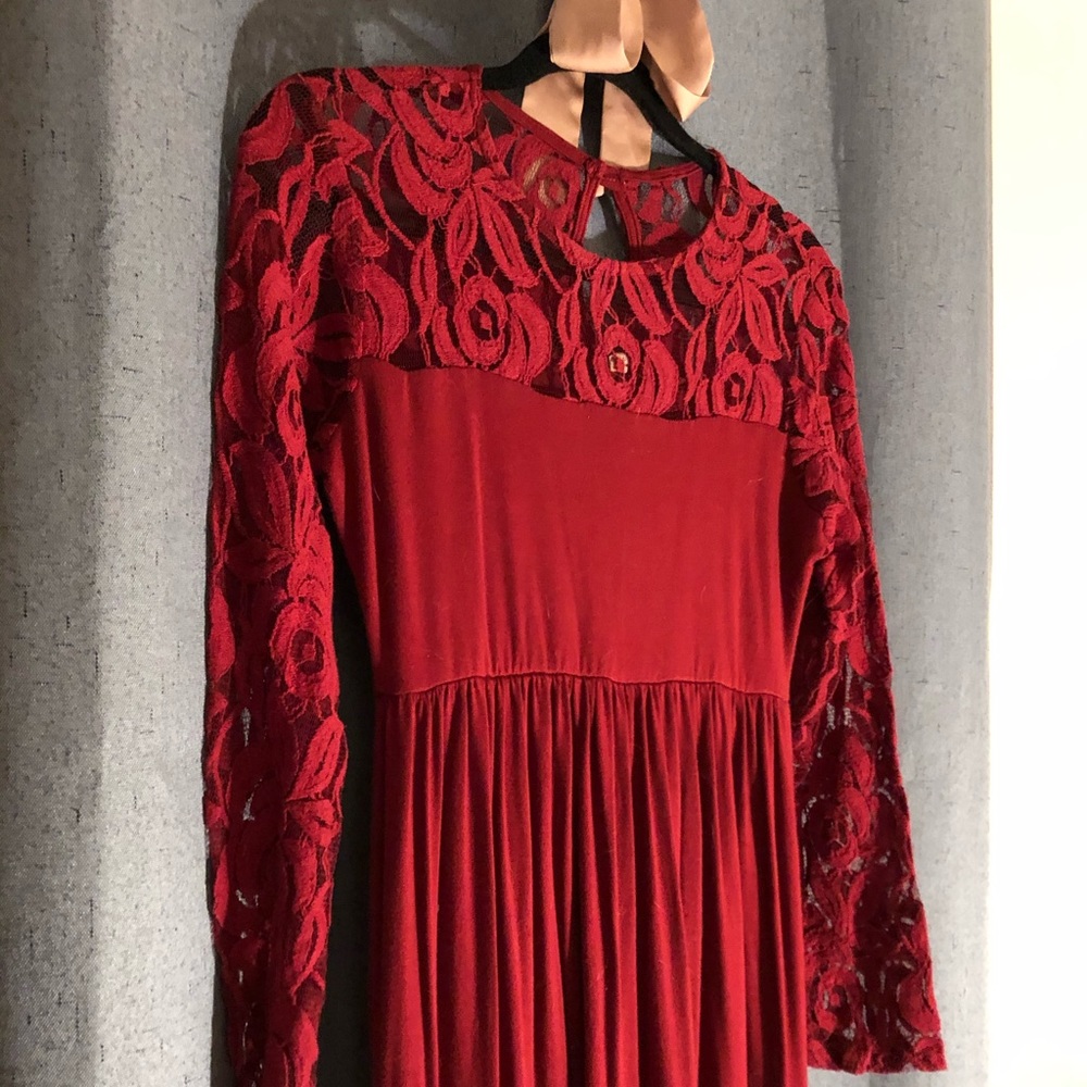 PinkBlush Red Rose Maxi Dress